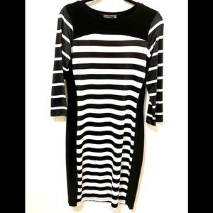 Black and White Strip Midi Dress